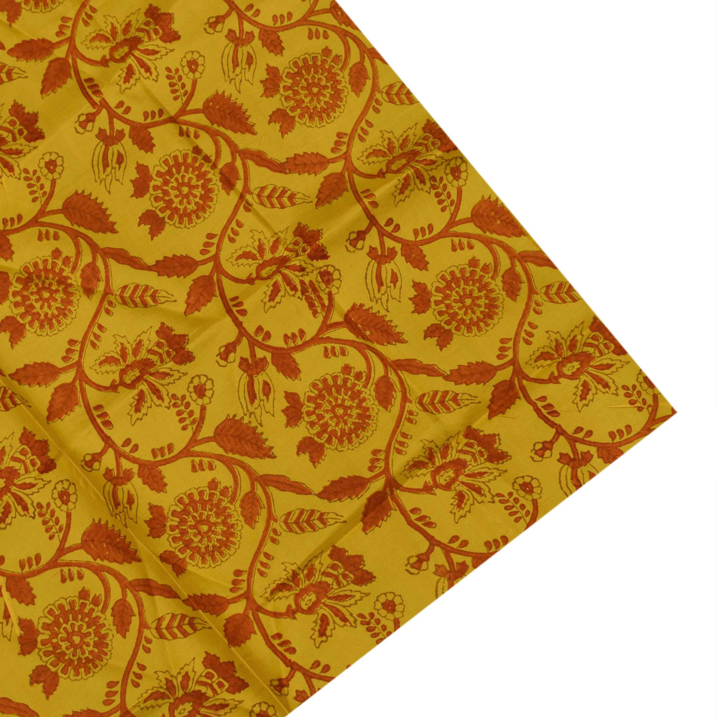 Mustard Printed Kanchi Silk Saree