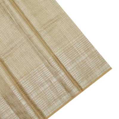 Peach Banaras Chanderi Silk Saree with Horizontal Stripes Design