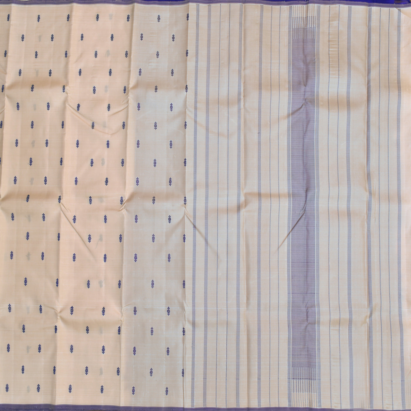 Off White Kanchipuram Silk Saree with Thread Butta Design