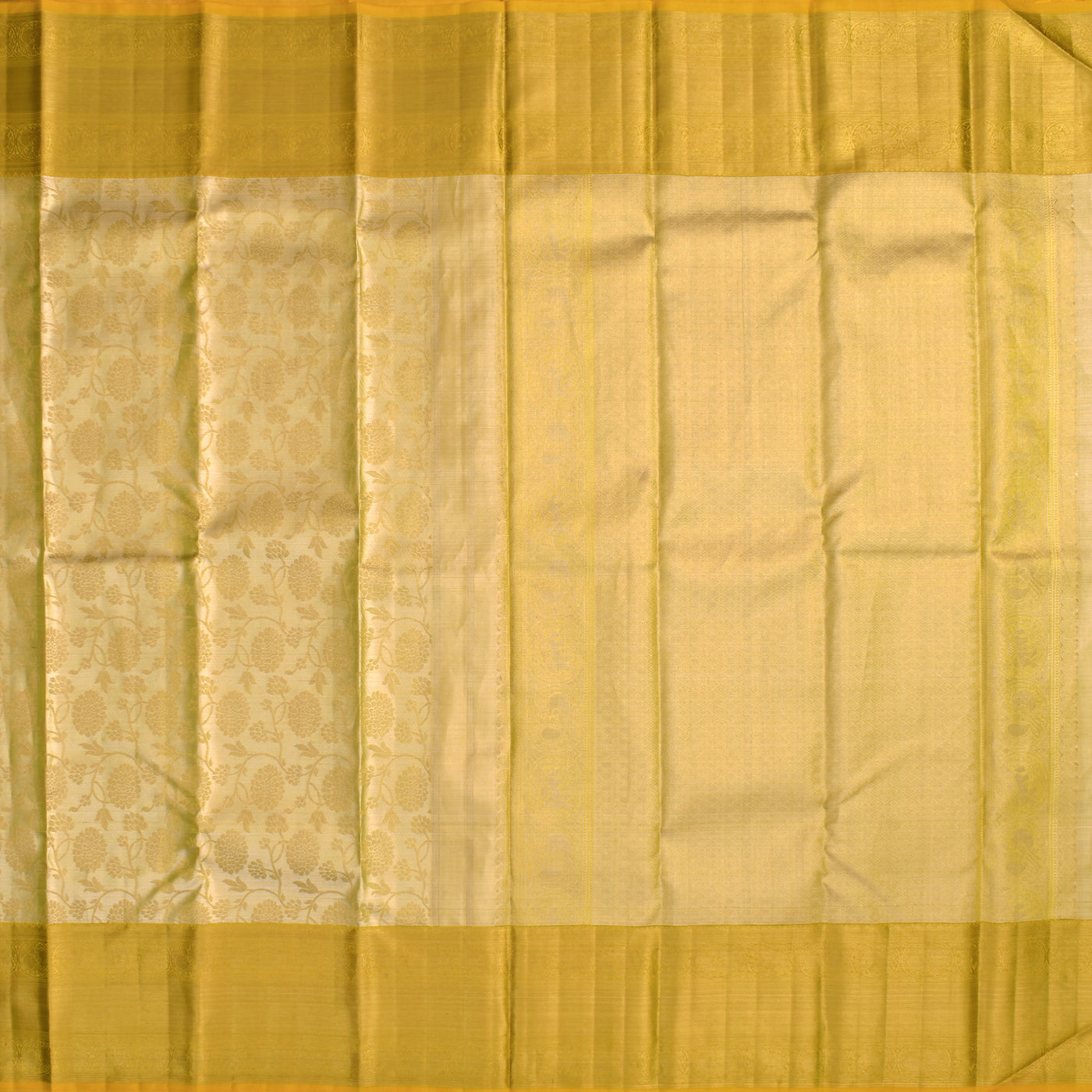 Yellow Kanchipuram Silk Saree with Creeper Design