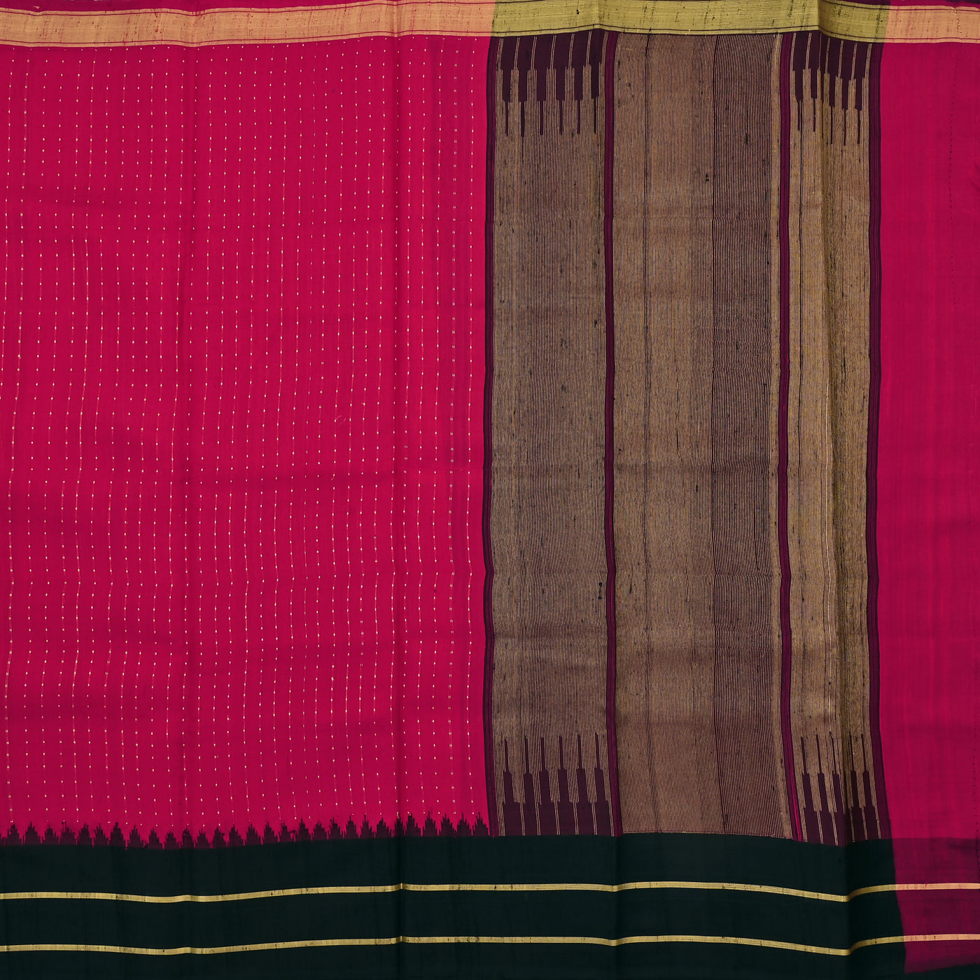 Arakku Red Tussar Silk Saree with Dots and Stripes Design