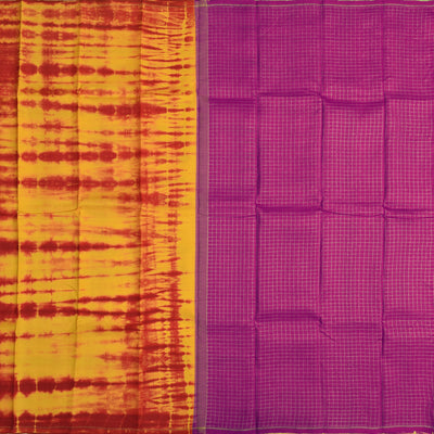 Yellow and Red Shibori Kanchi Silk Saree