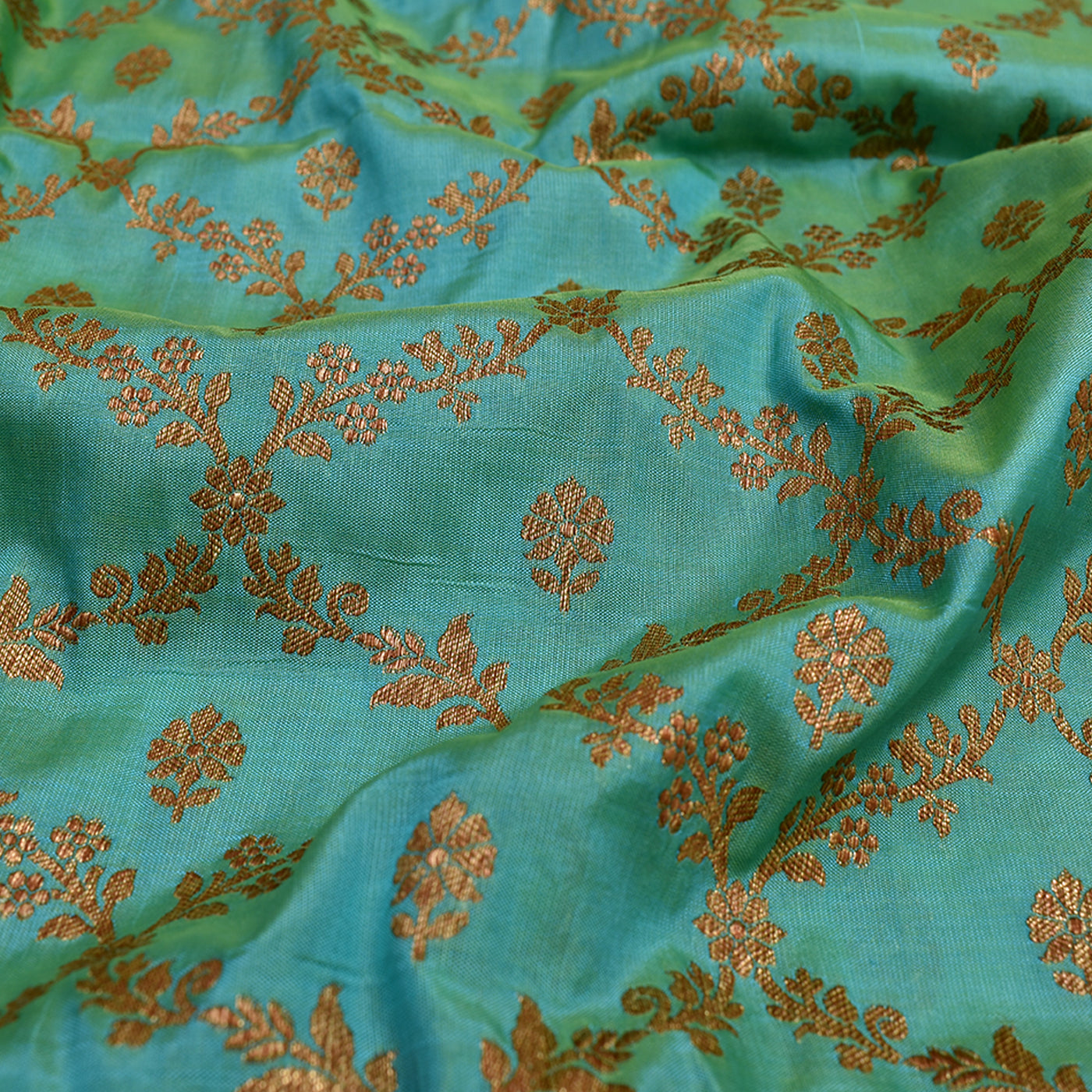 Rexona Blue Banarasi Silk Fabric with Creeper Design