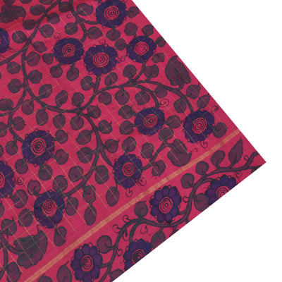 Black Pen Kalamkari Kanchi Silk Saree