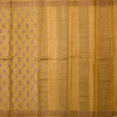 Mustard Tussar Silk Saree with Mango Printed Design