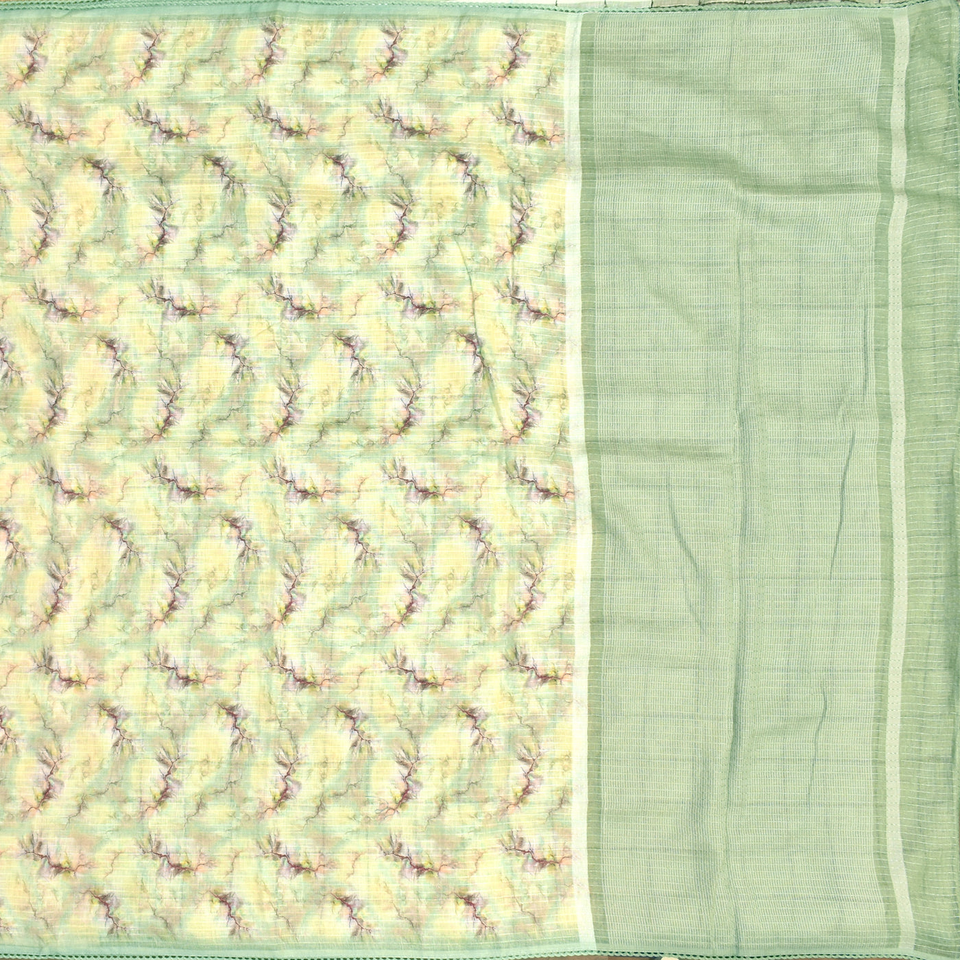 Lemon Yellow Linen Saree with Printed Design