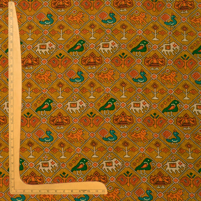 Mustard Maheshwari Silk Fabric with Patola Design
