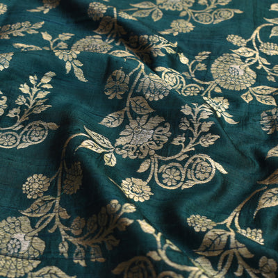 Bottle Green Banarasi Silk Fabric with Creeper Design