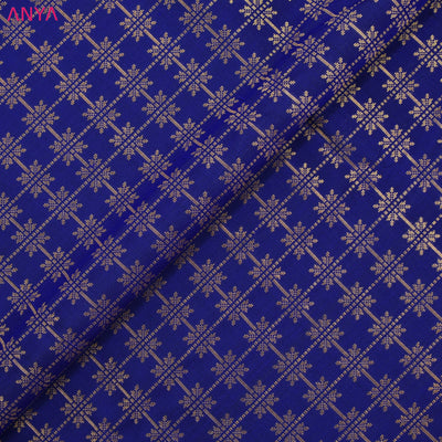Ms Blue Kanchi Silk Fabric with Square Butta Checks Design