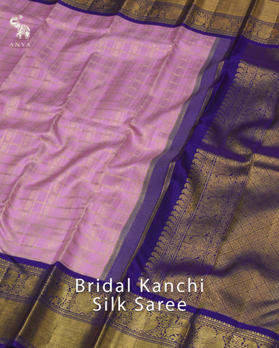 Lotus Pink Kanchipuram Silk Saree with Zari Kattam and Butta Design