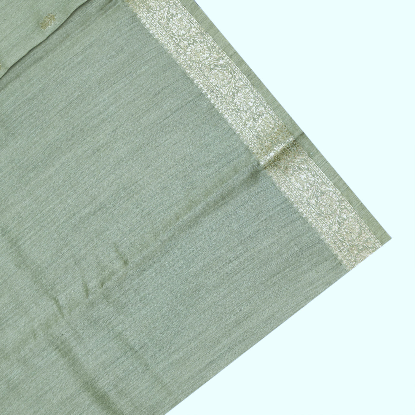 Apple Green Tussar Moonga Saree with Zari Butta Design