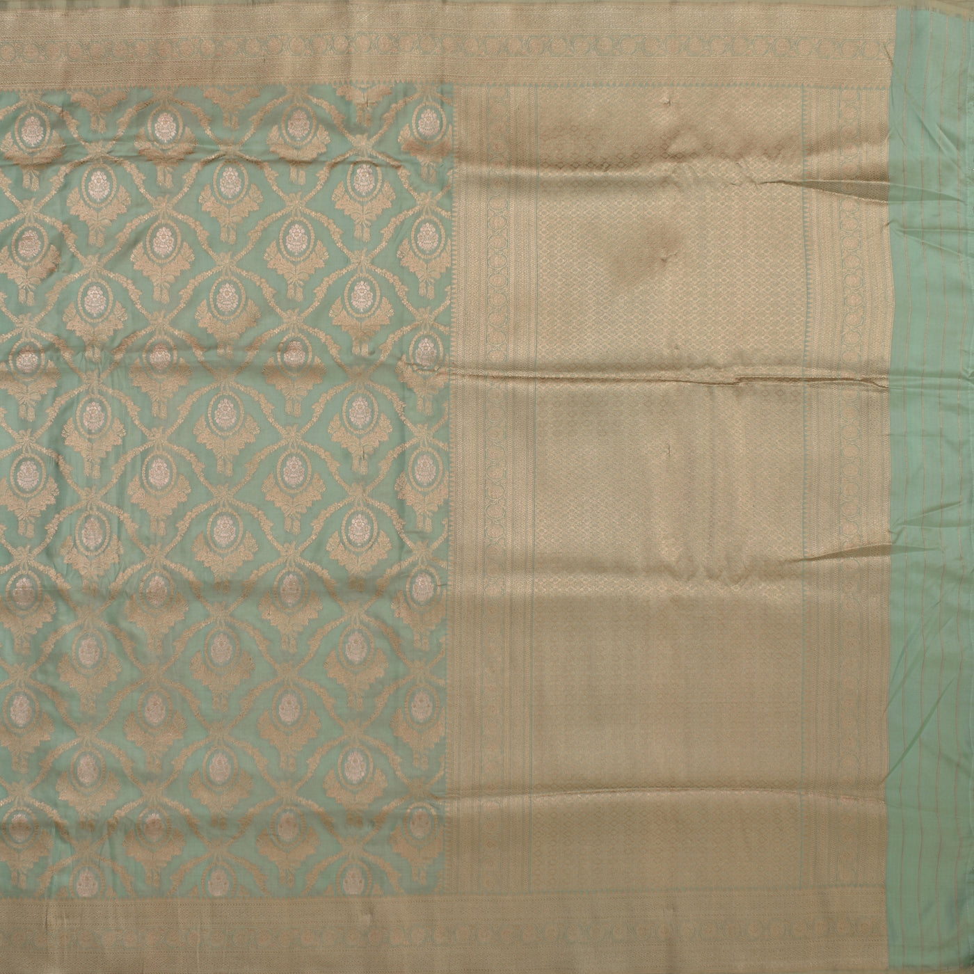 Powder Blue Banarasi Silk Saree with Zari Creeper Design