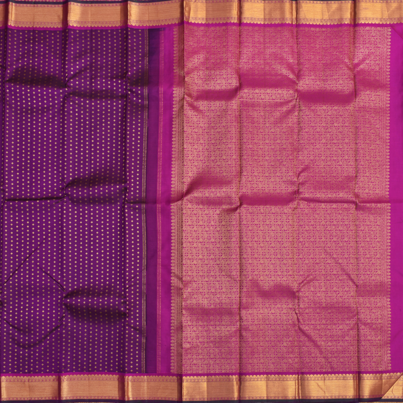 Purple Kanchipuram Silk Saree with Small Diamond Butta Design