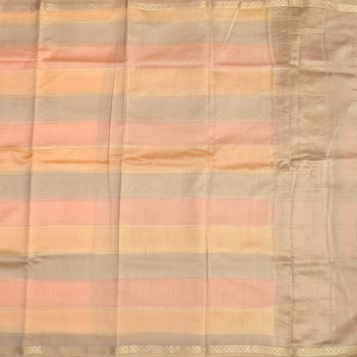 Tricolor Chanderi Silk Saree with Zari Stripes Design