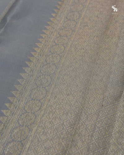 Grey Kanchi Classic Saree with Horizontal Stripes Design
