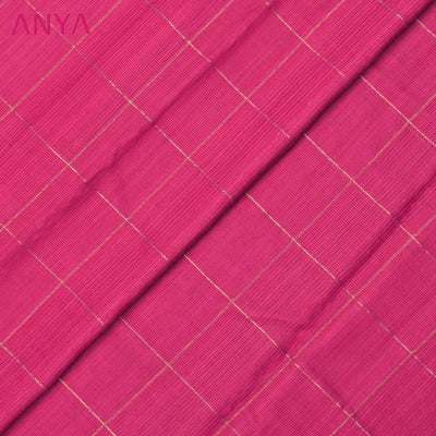 Pink Matka Silk Fabric with Big Zari Checks Design