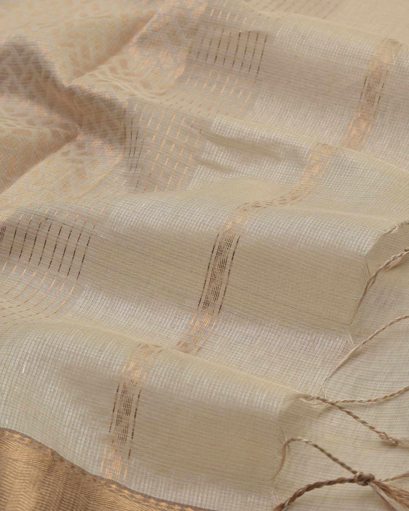 Off White Sico Saree with Zari Butta Design