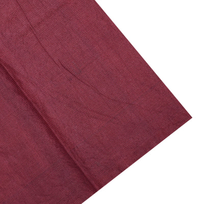 Rust Tussar Silk Saree with Checks and Floral Print Design