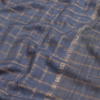 Grey Chanderi Silk Saree with Zari Kattam Design