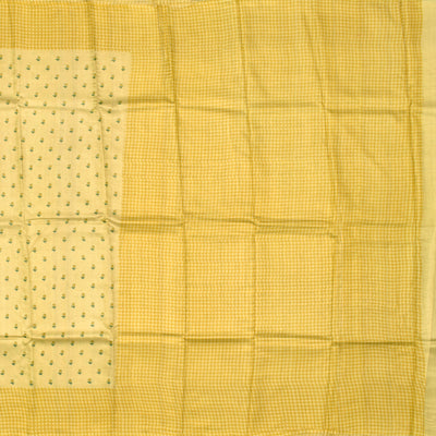 Light Yellow Tussar Silk Saree with Small Flower Printed Design