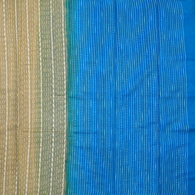 Off White Tussar Silk Saree with Thread Stripes Design