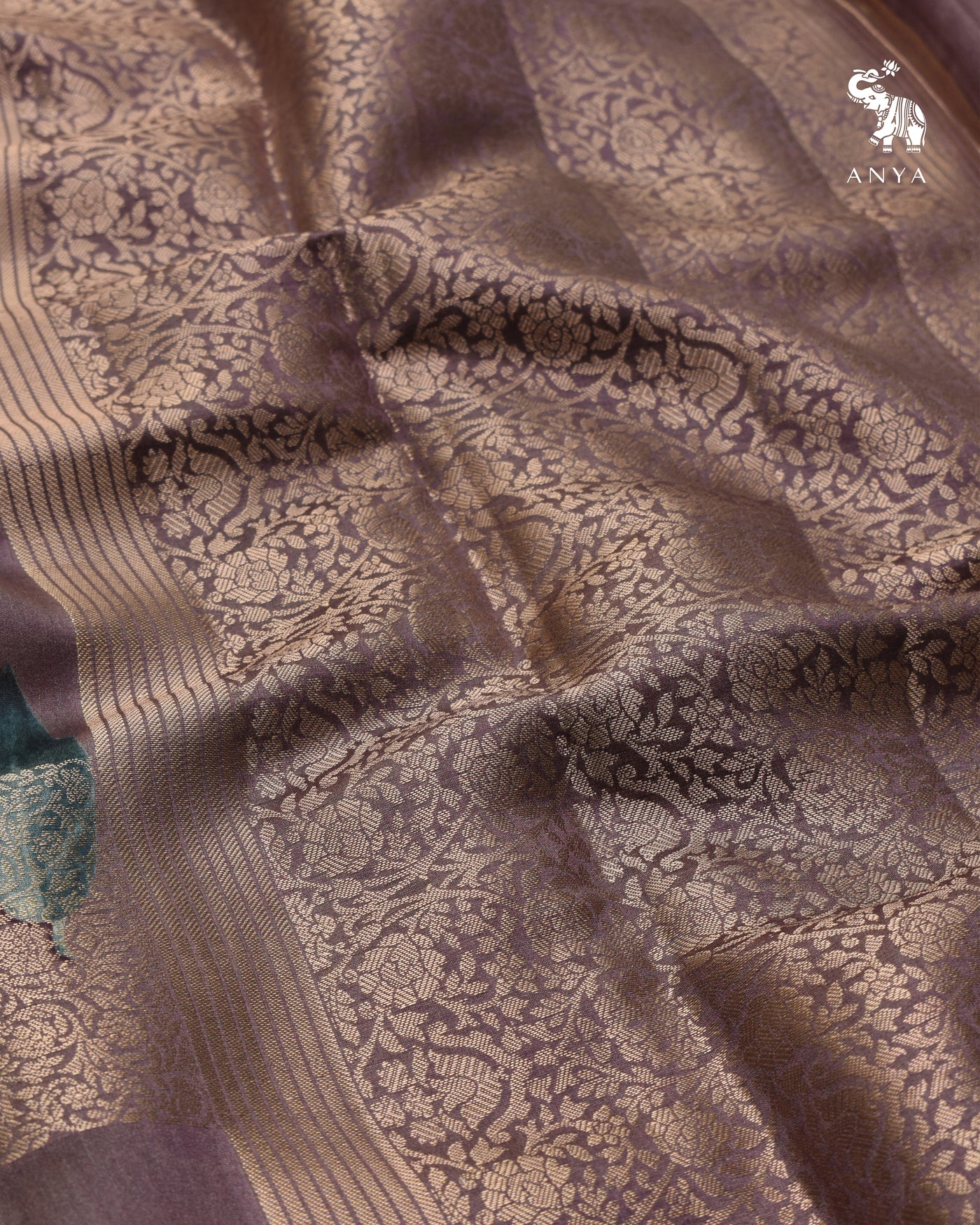 Lavender Banarasi Silk Saree with Box Floral Zari Design