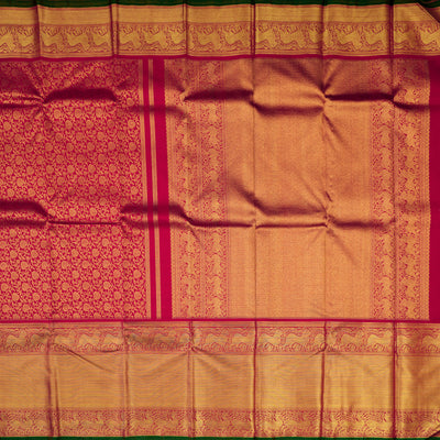 Arakku Thakkali Kanchipuram Silk Saree with Creeper Design