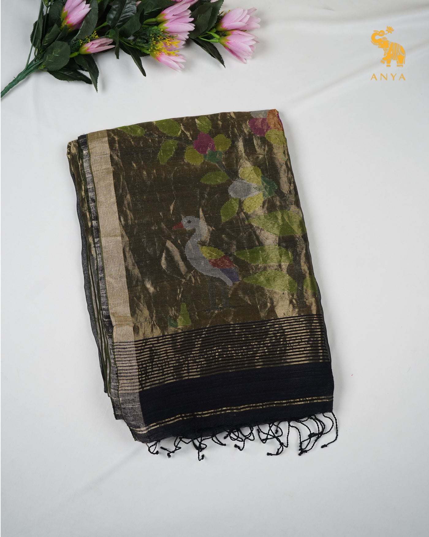 Black Tissue Sequins Saree with Paithani Pallu