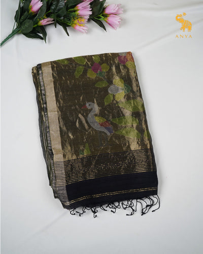 Black Tissue Sequins Saree with Paithani Pallu