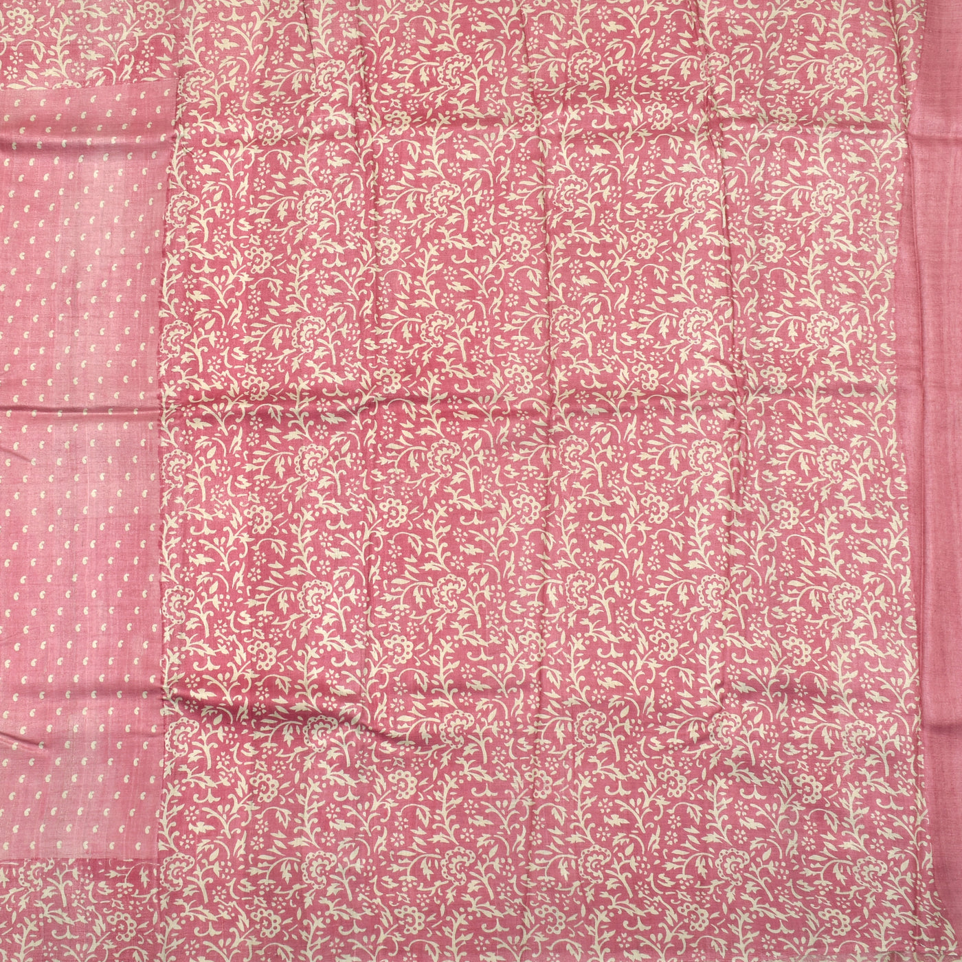 Onion Pink Tussar Silk Saree with Small Mango Print Design