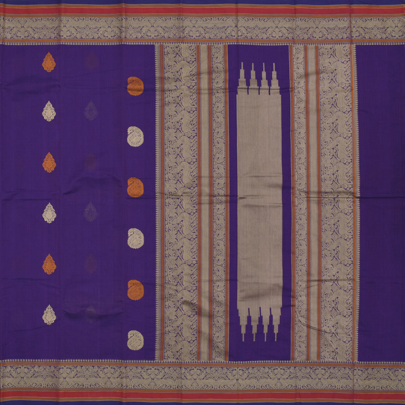 Purple Kanchi Cotton Saree with Thread Butta Design