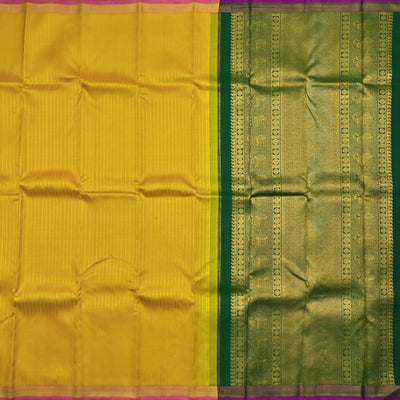 Mustard Kanchipuram Silk Saree with Dots Design
