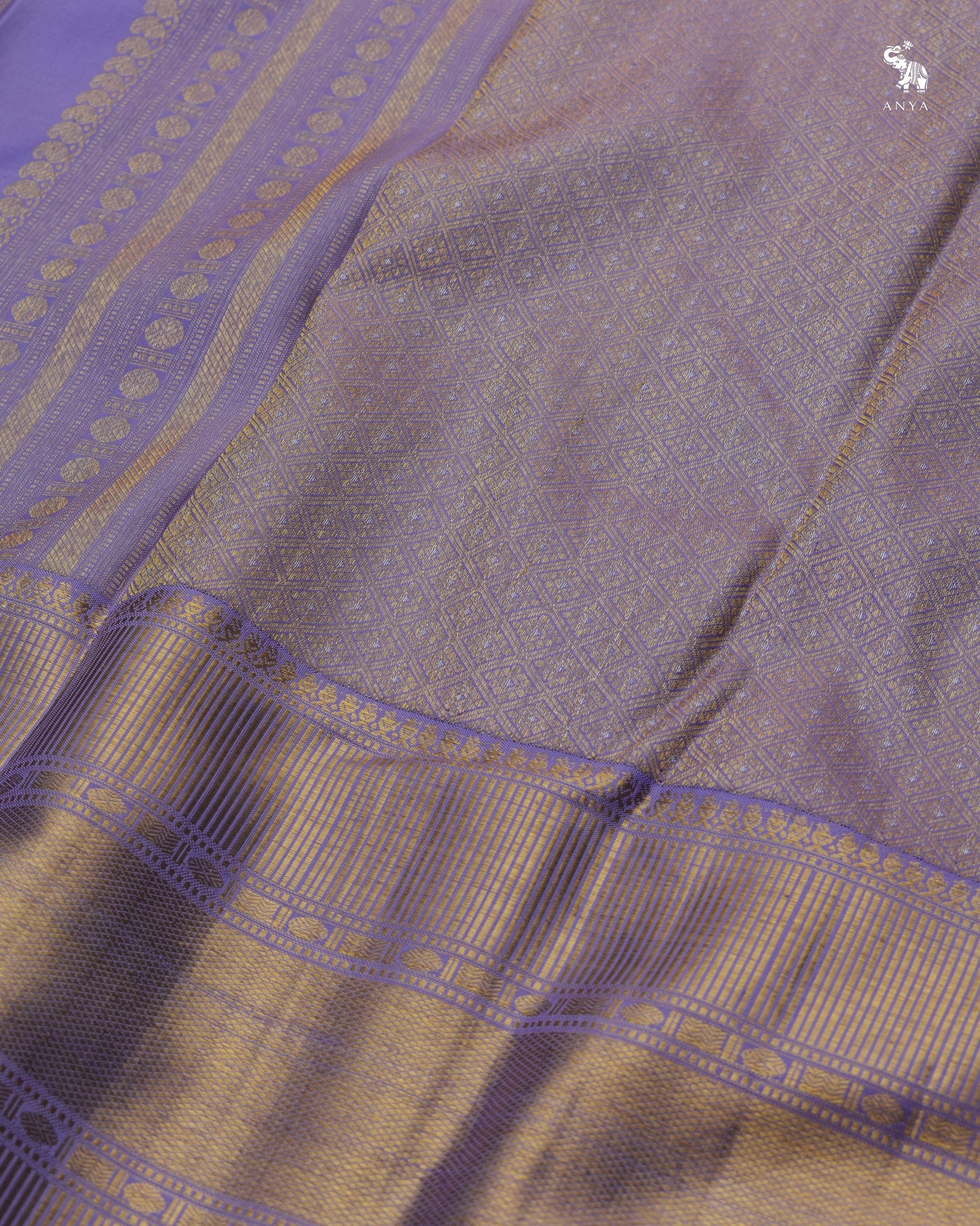 Lavender Kanchi Silk Saree with Kodi Creeper Design