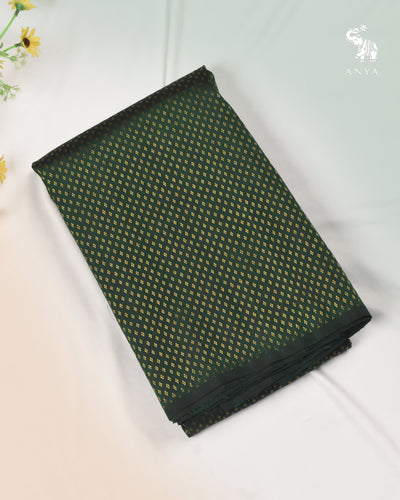 Bottle Green Kanchi Silk Fabric with Kuligai Butta Design