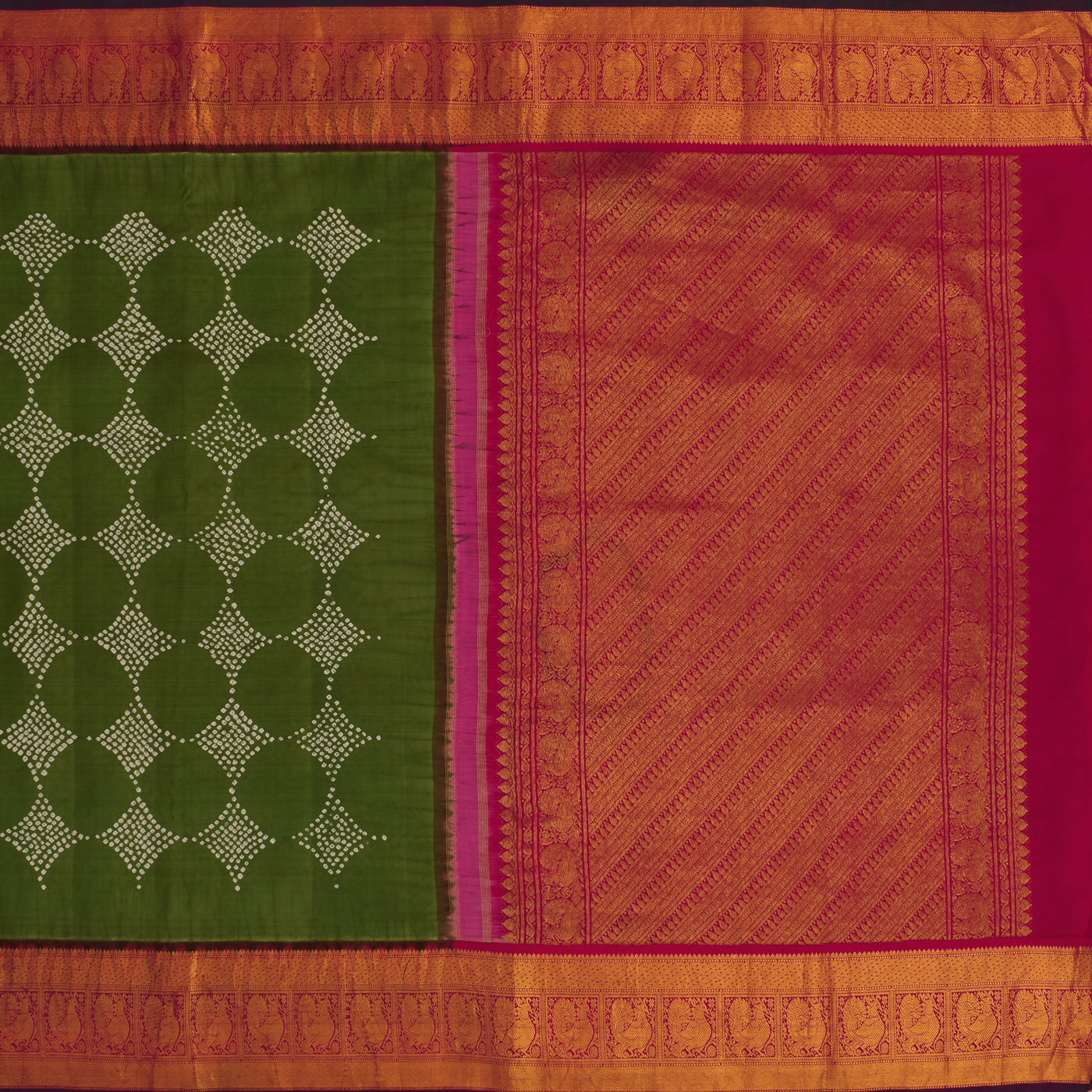 Green Bandhani Silk Saree