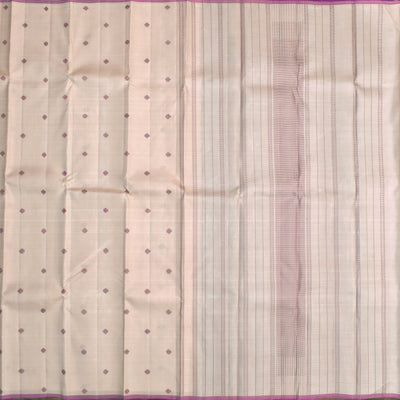 Off White Kanchipuram Silk Saree with Thread Butta Design