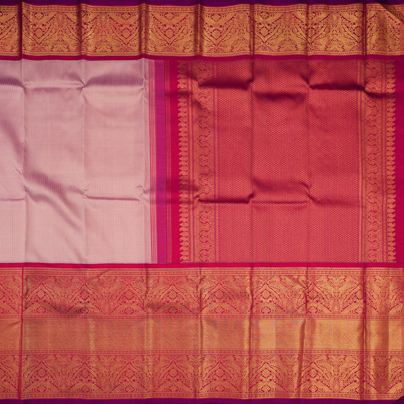 Onion Pink Kanchipuram Silk Saree with Lakshadeepam Design