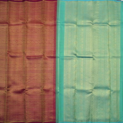 Maroon Organza Kanchipuram Silk Saree with Zari Design