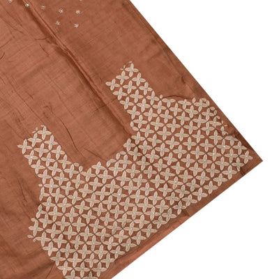 Rust Chanderi Silk Saree with Zari Kattam Design