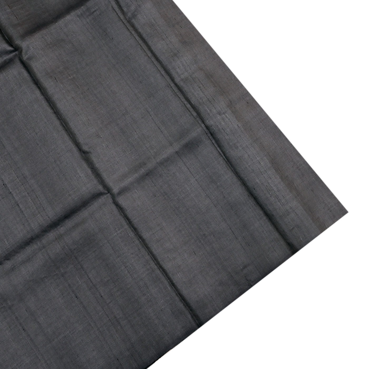 Dark Grey Tussar Silk Saree with Stripes Design