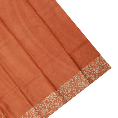 Orange Tussar Silk Saree with Small Mango Print Design