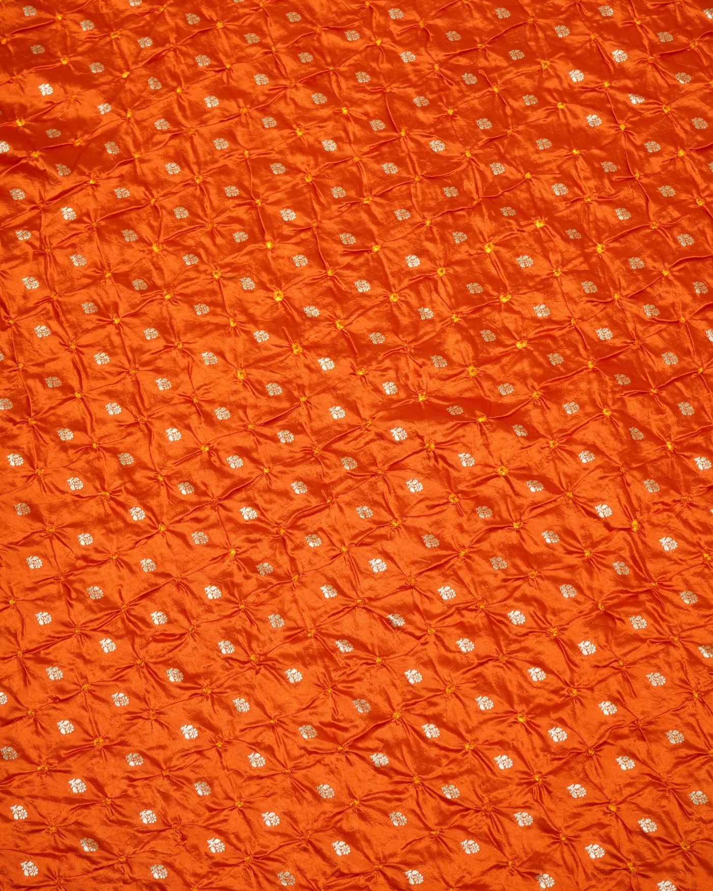 Orange Bhandhini Silk Fabric with Zari Butta Design