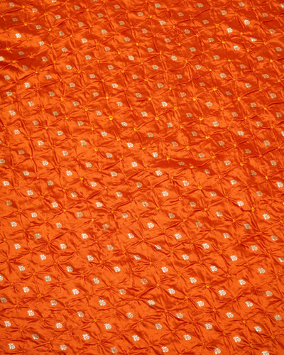 Orange Bhandhini Silk Fabric with Zari Butta Design