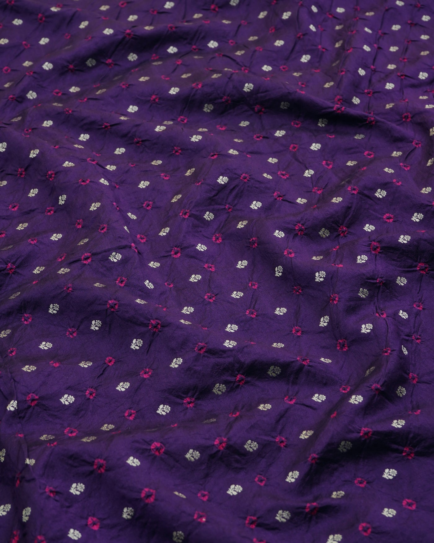 Purple Bhandhini Silk Fabric