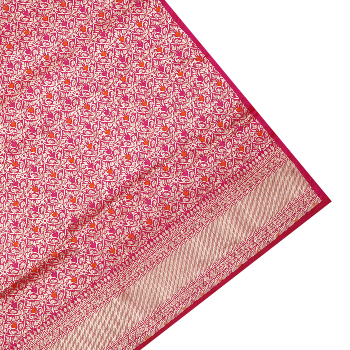 Rani Pink Banarasi Silk Saree with Small Zari Butta Design