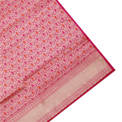 Rani Pink Banarasi Silk Saree with Small Zari Butta Design