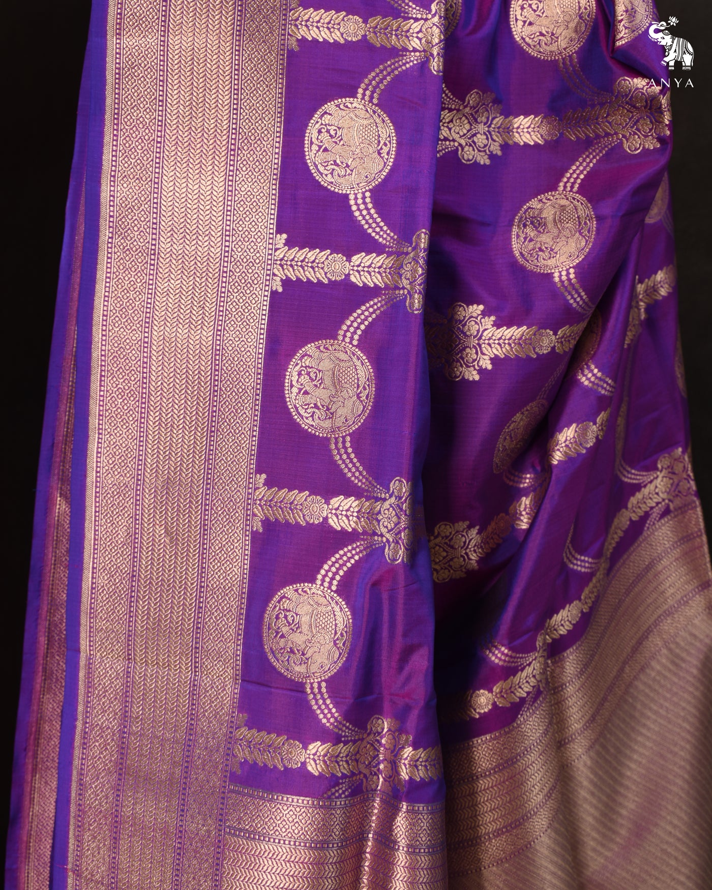 Magenta Banarasi Silk Saree with Creeper Design