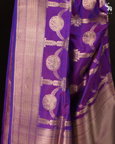 Magenta Banarasi Silk Saree with Creeper Design