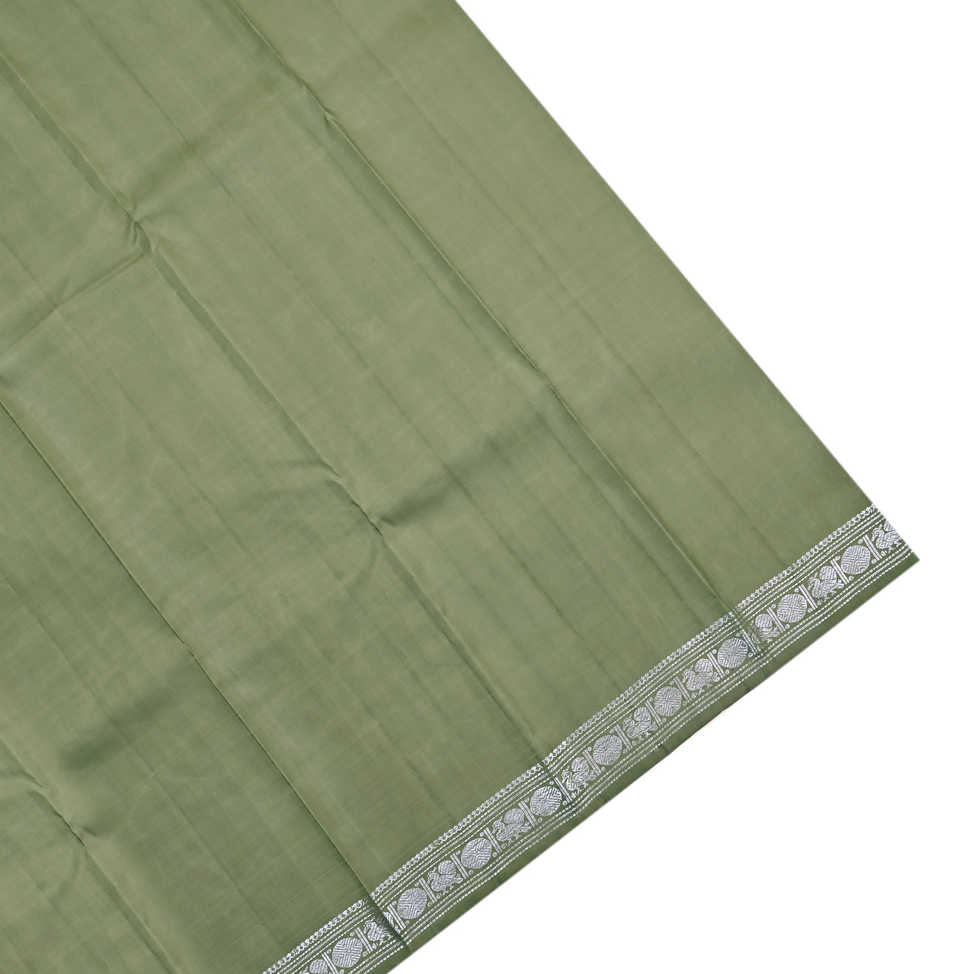 Olive Green Kanchipuram Silk Saree with Zari Neli Stripes Design