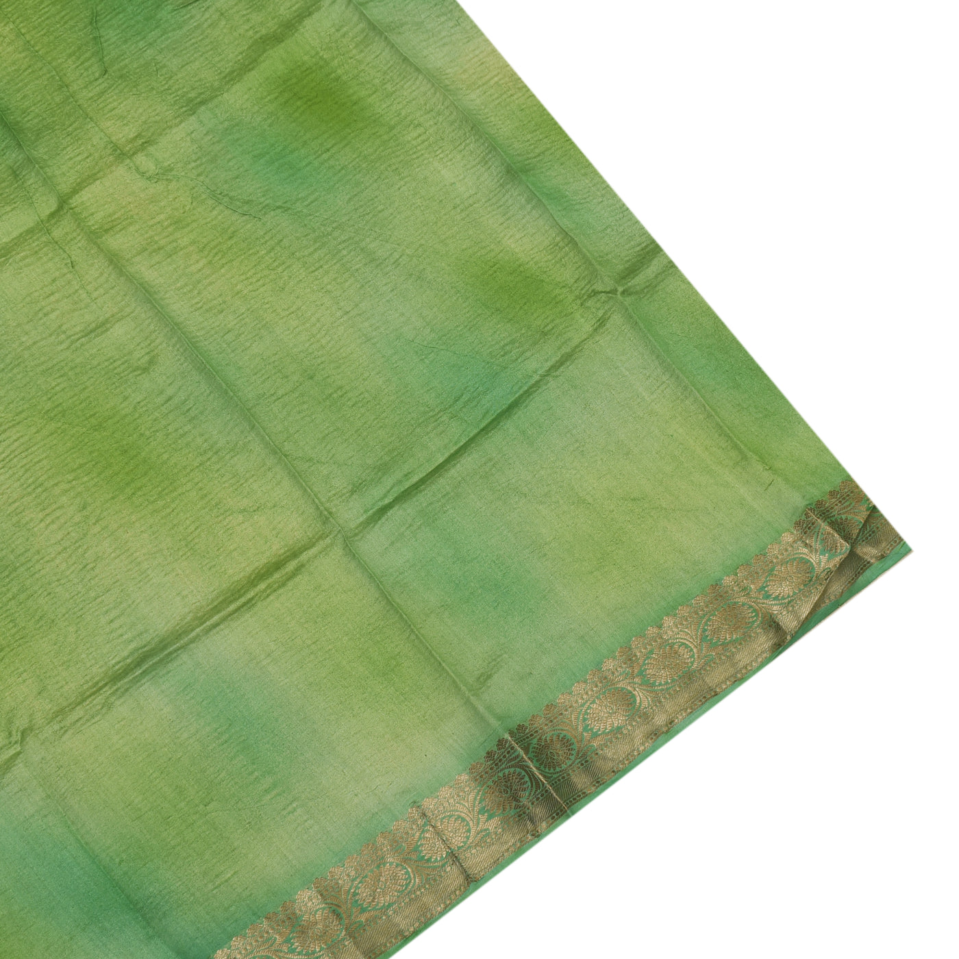 Apple Green Multicolour Tissue Saree with Crush Tissue Pallu